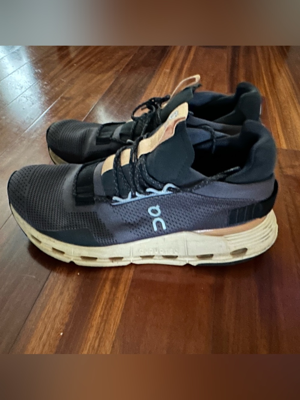 On Running Men's Athletic Sneakers - Black with Tan Accents